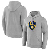 Milwaukee Brewers Official Logo Fitted Pullover Hoodie - Heather Gray