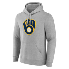 Milwaukee Brewers Official Logo Fitted Pullover Hoodie - Heather Gray