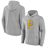 Pittsburgh Pirates Official Logo Fitted Pullover Hoodie - Heather Gray