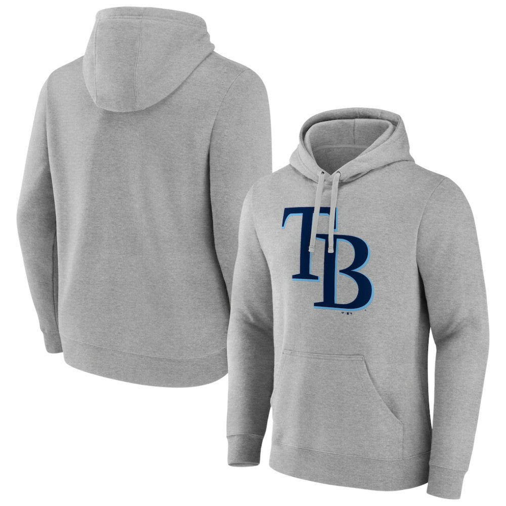 Tampa Bay Rays Official Logo Fitted Pullover Hoodie - Heather Gray