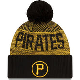 Pittsburgh Pirates Authentic Collection Sport Cuffed Knit Hat with Pom - Black | New Era