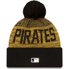 Pittsburgh Pirates Authentic Collection Sport Cuffed Knit Hat with Pom - Black | New Era