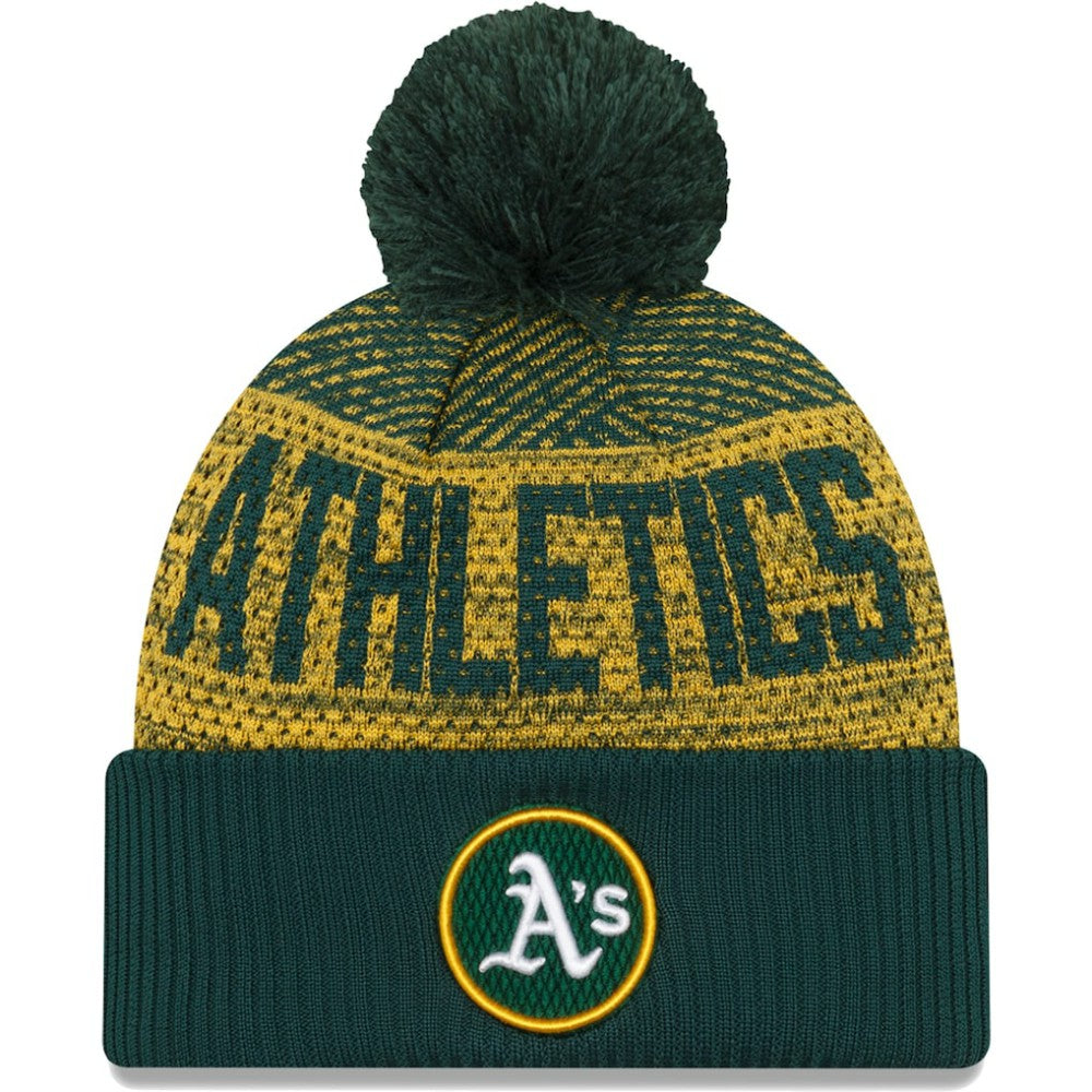 Athletics Authentic Collection Sport Cuffed Knit Hat with Pom - Green | New Era