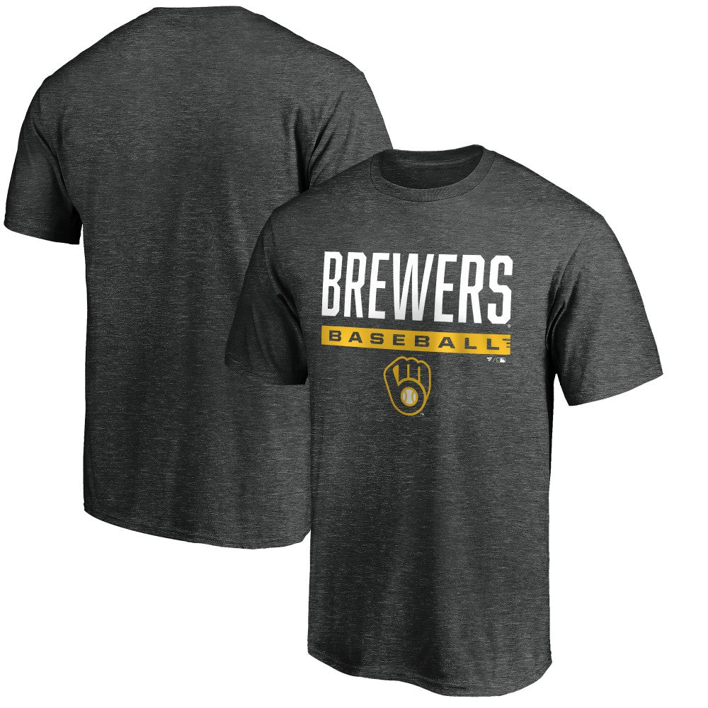 Milwaukee Brewers Win Stripe Logo T-Shirt - Charcoal