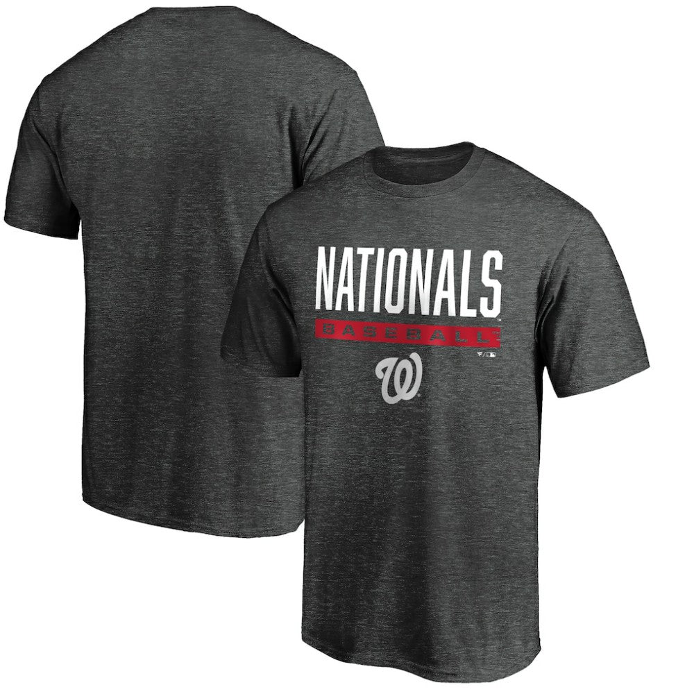 Washington Nationals Win Stripe Logo T-Shirt - Charcoal