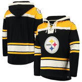 Pittsburgh Steelers '47 Lacer V-Neck Pullover Hoodie - Black/Gold cheap