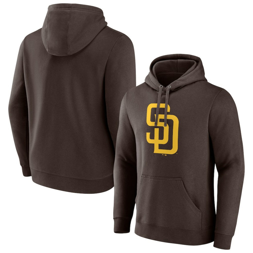 San Diego Padres Official Logo Fitted Pullover Hoodie - Brown