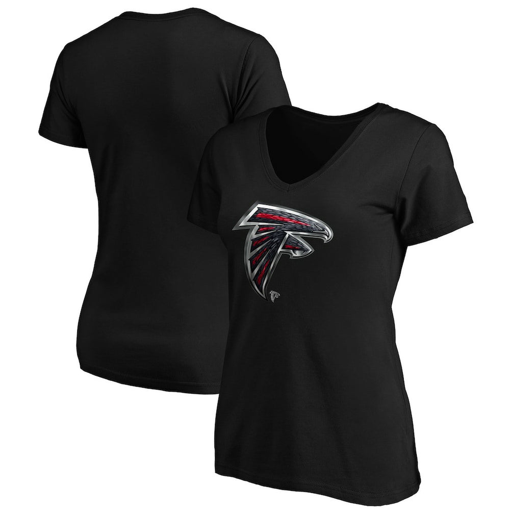 Atlanta Falcons Women's Midnight Mascot Logo V-Neck T-Shirt - Black for sale