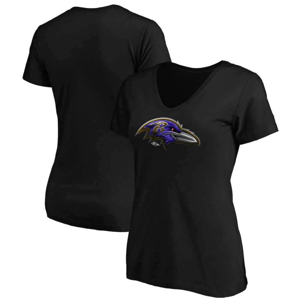 Baltimore Ravens Women's Midnight Mascot Logo V-Neck T-Shirt - Black sale