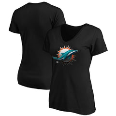 Miami Dolphins Women's Midnight Mascot Logo V-Neck T-Shirt - Black online