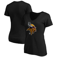Minnesota Vikings Women's Midnight Mascot Logo V-Neck T-Shirt - Black discount