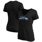 Seattle Seahawks Women's Midnight Mascot Logo V-Neck T-Shirt - Black cheap
