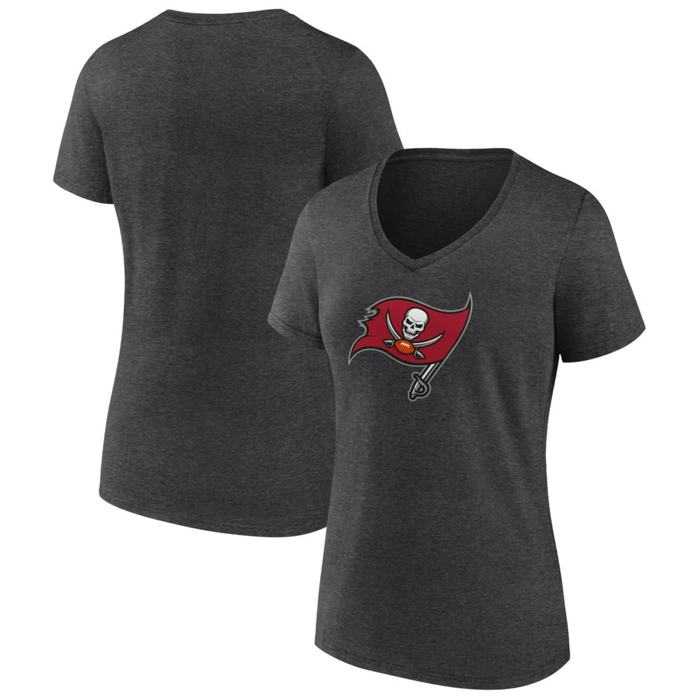 Tampa Bay Buccaneers Women's Primary Team Logo V-Neck T-Shirt - Charcoal outlet