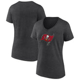 Tampa Bay Buccaneers Women's Primary Team Logo V-Neck T-Shirt - Charcoal outlet