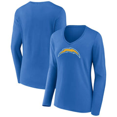 Los Angeles Chargers Women's Primary Team Logo Long Sleeve V-Neck T-Shirt - Powder Blue on sale