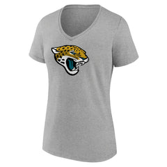 Jacksonville Jaguars Women's Primary Team Logo V-Neck T-Shirt - Heather Gray sale