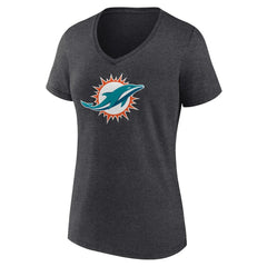 Miami Dolphins Women's Primary Team Logo V-Neck T-Shirt - Charcoal outlet