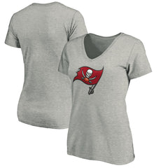 Tampa Bay Buccaneers Women's Primary Logo V-Neck T-Shirt - Heather Gray on sale