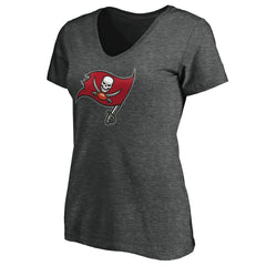 Tampa Bay Buccaneers Women's Primary Logo V-Neck T-Shirt - Heather Gray outlet