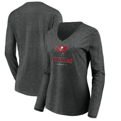 Tampa Bay Buccaneers Women's Team Lockup Long Sleeve V-Neck T-Shirt - Heather Gray online