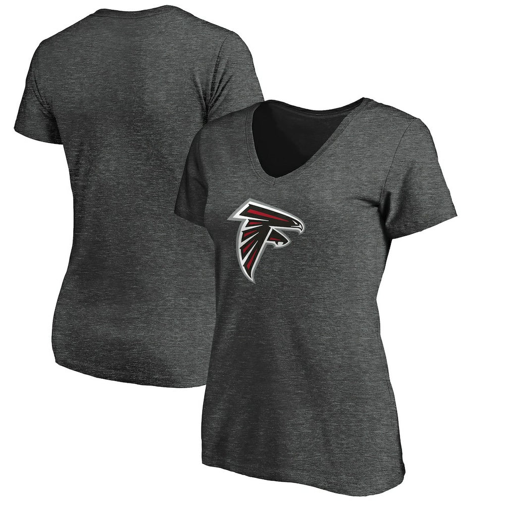 Atlanta Falcons Women's Primary Logo V-Neck T-Shirt - Heather Gray discount
