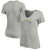 Los Angeles Chargers Women's Primary Logo V-Neck T-Shirt - Heather Gray outlet