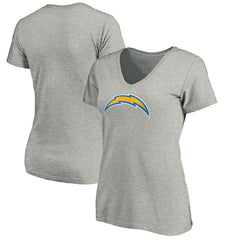Los Angeles Chargers Women's Primary Logo V-Neck T-Shirt - Heather Gray outlet