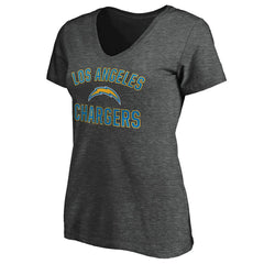 Los Angeles Chargers Women's Victory Arch V-Neck T-Shirt - Heathered Gray sale