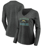 Los Angeles Chargers Women's Victory Arch Long Sleeve V-Neck T-Shirt - Heather Gray online