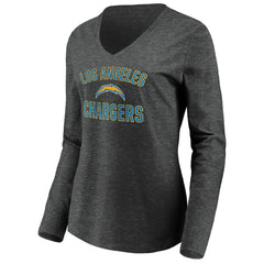 Los Angeles Chargers Women's Victory Arch Long Sleeve V-Neck T-Shirt - Heather Gray online