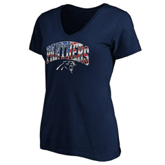 Carolina Panthers Logo Women's Banner Wave V-Neck T-Shirt - Navy discount
