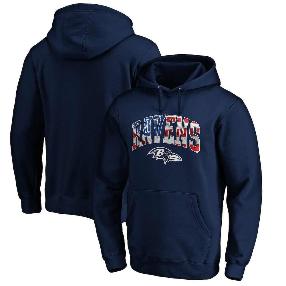 Baltimore Ravens Banner Wave Fitted Pullover Hoodie - Navy online