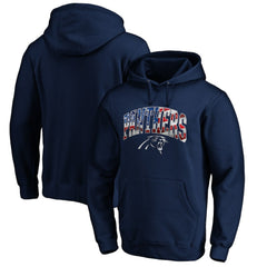 Carolina Panthers Banner Wave Fitted Pullover Hoodie - Navy on sale