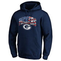 Green Bay Packers Banner Wave Fitted Pullover Hoodie - Navy for sale