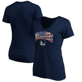 Golden State Warriors Women's Banner Wave V-Neck T-Shirt sale - Navy discount