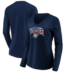 Oklahoma City Thunder Women's Banner Wave V-Neck Long Sleeve T-Shirt - Navy shop