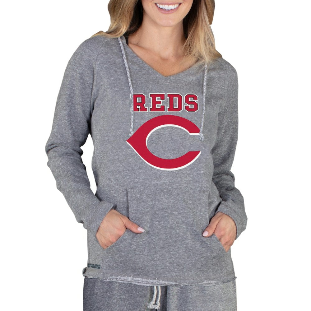 Cincinnati Reds Concepts Sport Women's Mainstream Terry Long Sleeve Hoodie Top - Gray