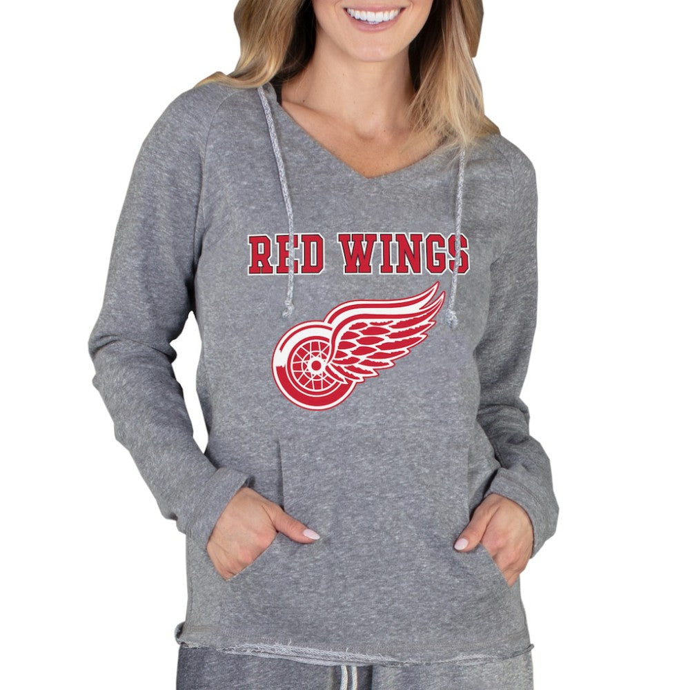 Detroit Red Wings Concepts Sport Women's Mainstream Terry Tri-Blend Long Sleeve Hooded Top Gray