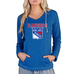 New York Rangers Concepts Sport Women's Mainstream Terry Tri-Blend Long Sleeve Hooded Top Royal