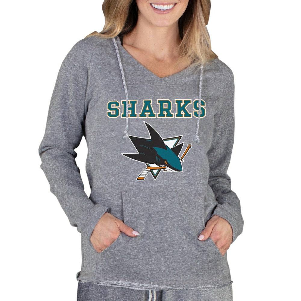 San Jose Sharks Concepts Sport Women's Mainstream Terry Tri-Blend Long Sleeve Hooded Top Gray