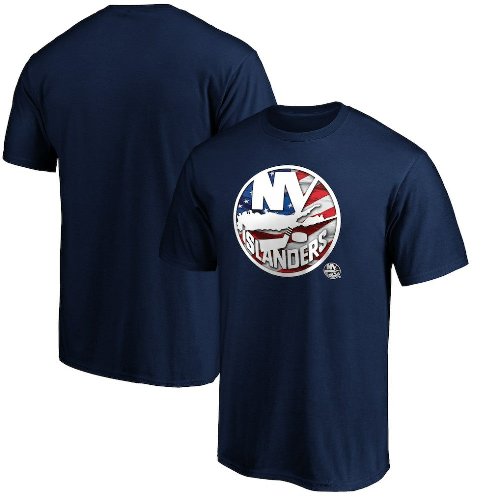 New York Islanders Banner Wave Logo T-Shirt Navy