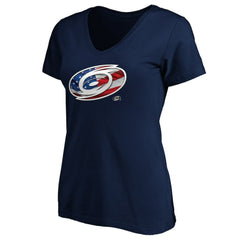 Carolina Hurricanes Women's Banner Wave Logo V-Neck T-Shirt T-Shirt Navy