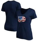 Philadelphia Flyers Women's Banner Wave Logo V-Neck T-Shirt T-Shirt Navy