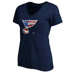 St. Louis Blues Women's Banner Wave Logo V-Neck T-Shirt T-Shirt Navy
