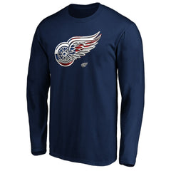 Detroit Red Wings Banner Wave Logo Long Sleeve T-Shirt Navy