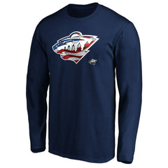 Minnesota Wild Banner Wave Logo Long Sleeve T-Shirt Navy