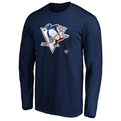 Pittsburgh Penguins Banner Wave Logo Long Sleeve T-Shirt Navy