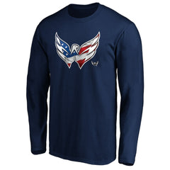 Washington Capitals Banner Wave Logo Long Sleeve T-Shirt Navy