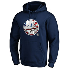 New York Islanders Banner Wave Logo Pullover Hoodie Navy