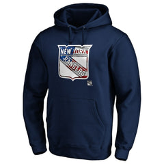 New York Rangers Banner Wave Logo Pullover Hoodie Navy